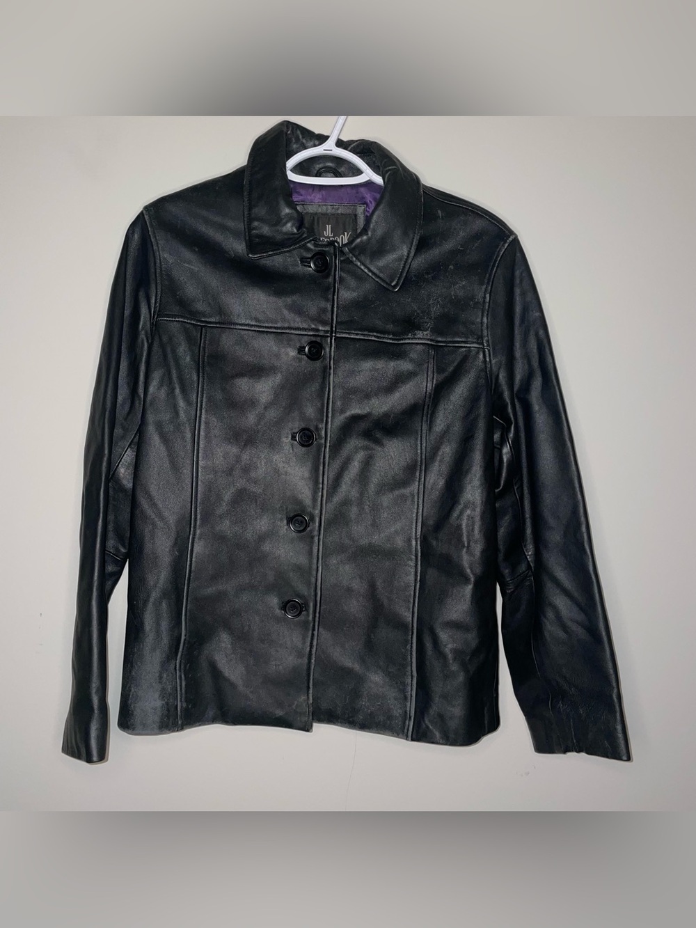 VTG JL Colebrook Button Up S Genuine Leather Jacket Biker Grunge Classic